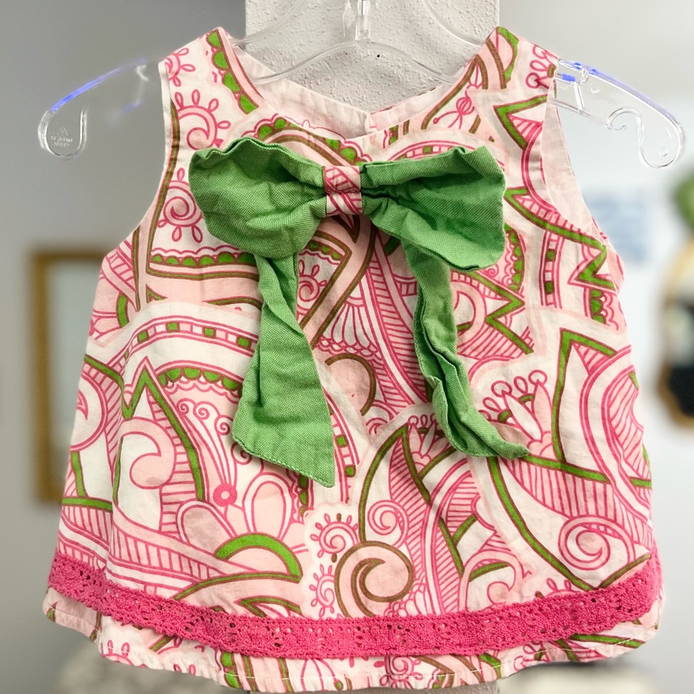 Ruffle Butts Pink and Green Paisley Top